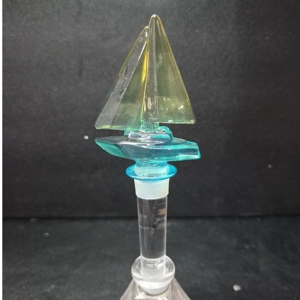 Mikasa Blue Regatta Ship Bottle Stopper, Lead Crystal Boat Replacement Topper‎